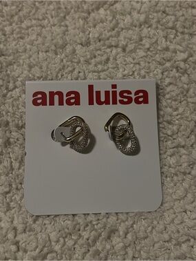 Ana Luisa Gold-Tone Pave Link Hoop Earrings